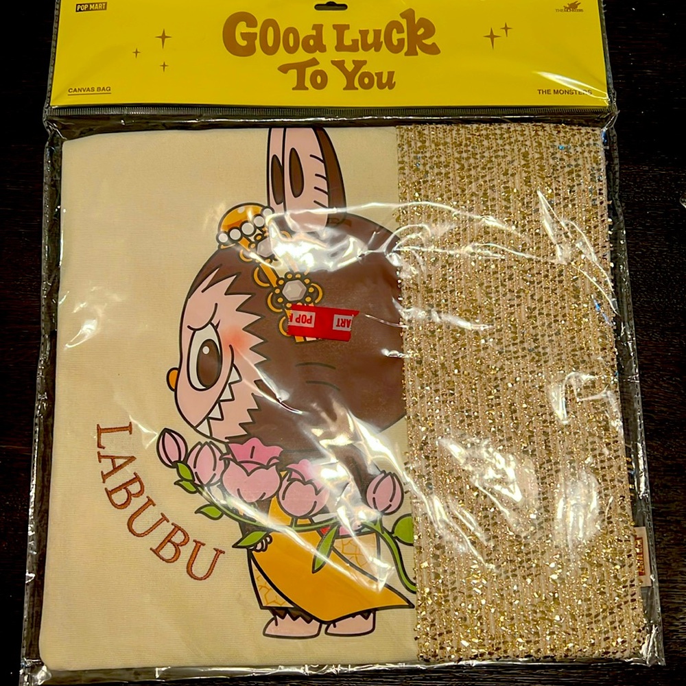 NWT Labubu- Good Luck to You canvas tote bag